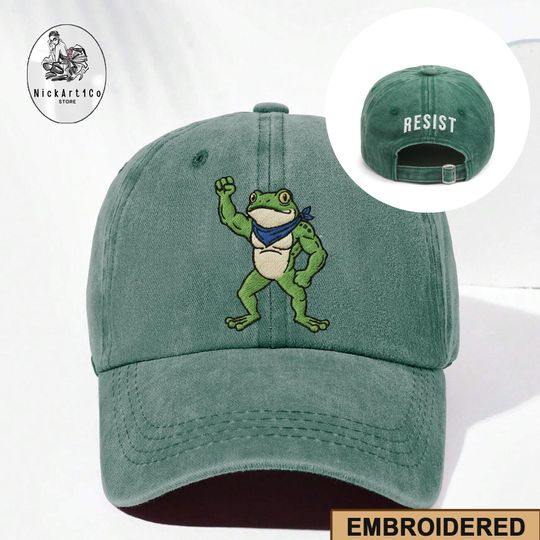 Portland Frog Resist Embroidered Hat, Resistance Embroidered Hat, Anti ICE Hat, Anti Fascism Hat, Anti Trump Hat, Vintage Activist Hat