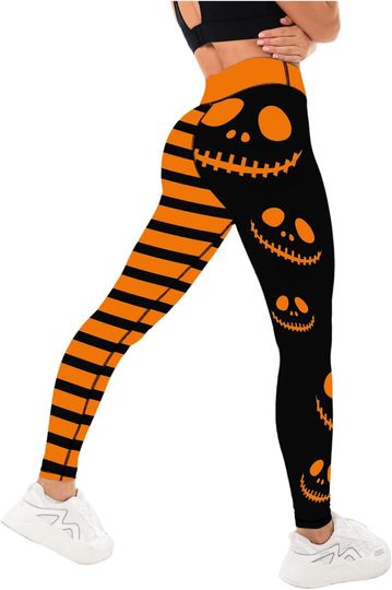 Discover Women's Halloween Demon Print High Waist Leggings for Workout, Yoga, and Running