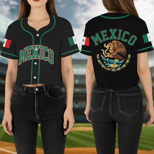 Mexico Crop Top Baseball Jersey, Mexican Baseball Shirt, Mexico Love Jersey, Mexico Crop Top Jersey, Country Shirt, Gift For Mexican