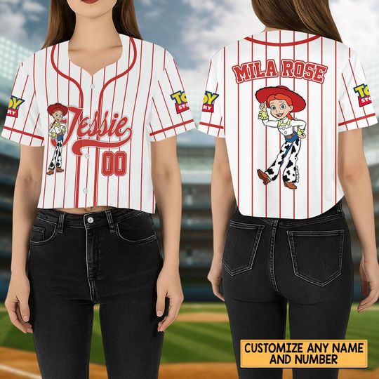 Discover Custom Toy Story Jessie Crop Top Baseball Jersey, Disney Jessie Baseball Shirt, Cowgirl Shirt, Disney World, Disneyland Halloween Gift