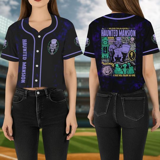 Discover Vintage Haunted Mansion Crop Top Baseball Jersey, Stretching Room Shirt, Haunted Mansion Shirt, Disneyland Shirt, Halloween Shirt Gift