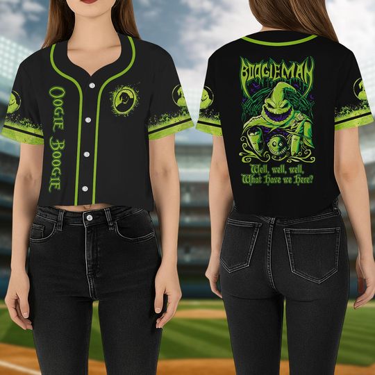 Discover Oogie Boogie Crop Top Baseball Jersey, Disney Oogie Boogie Bash, Boogie Man Shirt, Nightmare Before Christmas Shirt, Halloween Gift
