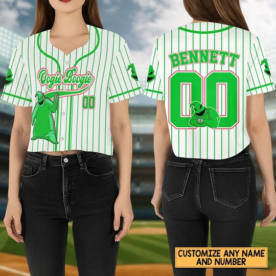 Discover Custom Oogie Boogie Crop Top Baseball Jersey, Disney Baseball Shirt, Nightmare Before Christmas Jersey, Disneyland, Disneyworld Shirt