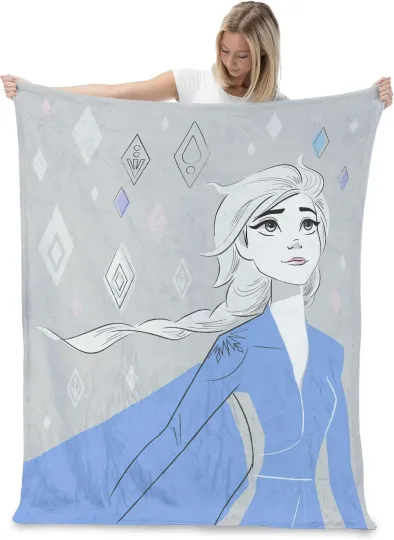 Discover Ice Crystals Disney Frozen DisneyFriends Holiday Fleece Blanket