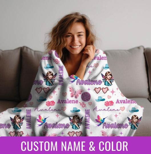 Discover Custom Swift Inspired Blanket For Girls Custom Name on Blanket Taylor Merch Gift Christmas Gift for Room Decor Swift Throw Personalized Gift