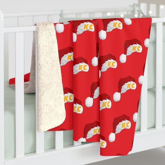Discover Kansas City Santa KC Hat Christmas Sherpa Fleece Blanket