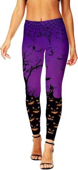 Discover AOBUTE Women's Halloween Leggings Stretchy Printed Legging Tights