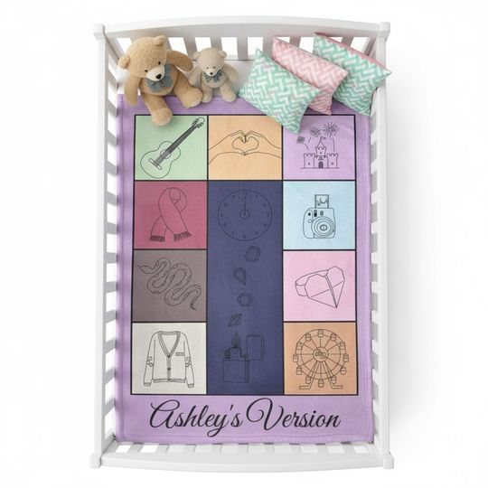 Discover Personalized Music Era Blanket: Custom Girl Name Throw, Soft Fleece Toddler Blanket