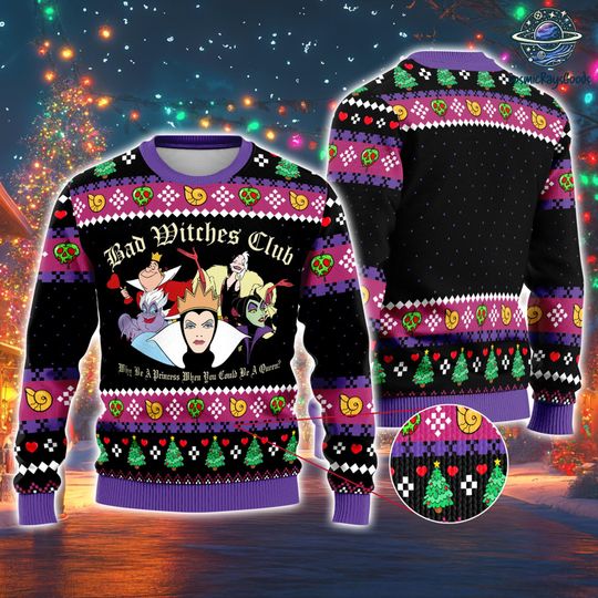 Villains Squad Ugly Christmas Sweater, Disneyland Bad Witches Club Sweater, Christmas Gift, Xmas Sweater, Maleficent Villains Sweater