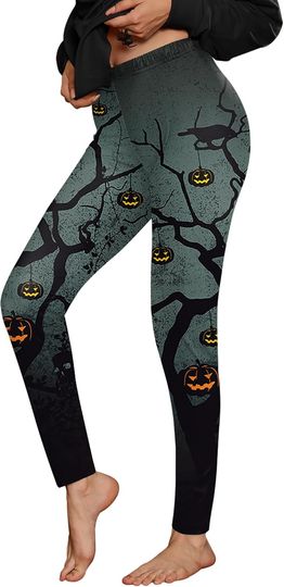 Discover Women's Halloween Costume Print Stretch Leggings