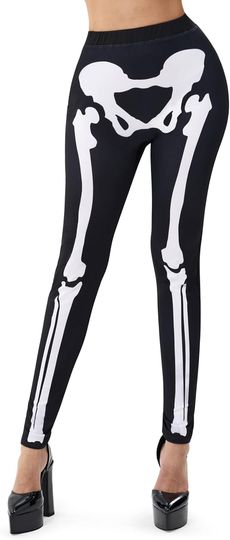 Halloween Skeleton Leggings for Women, Costume Tights, Skeleton Pants, Adult Halloween Apparel 2025