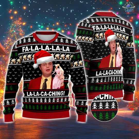 Discover The Office Dw Schrute Ugly Christmas Sweater, La La La Ca Ching The Office Christmas Sweater, The Office Christmas Gift for Fans