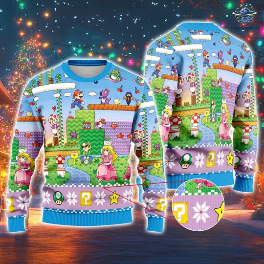 Mario Gaming Ugly Christmas Sweater, Super Mario Christmas Sweatshirt, Mario Bros Shirt, Ugly Christmas Sweater, Mario Gift for Gamers