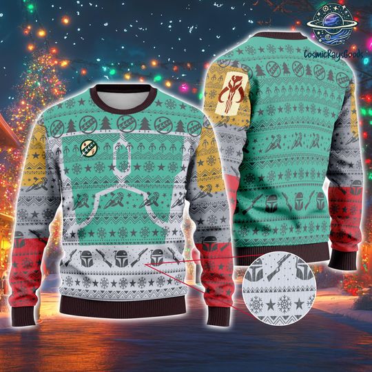 StarWars Boba Fett Ugly Christmas Sweater, Boba Fett Cosplay Sweatshirt, Starwars Christmas Sweatshirt, Disneyland Starwars Sweater
