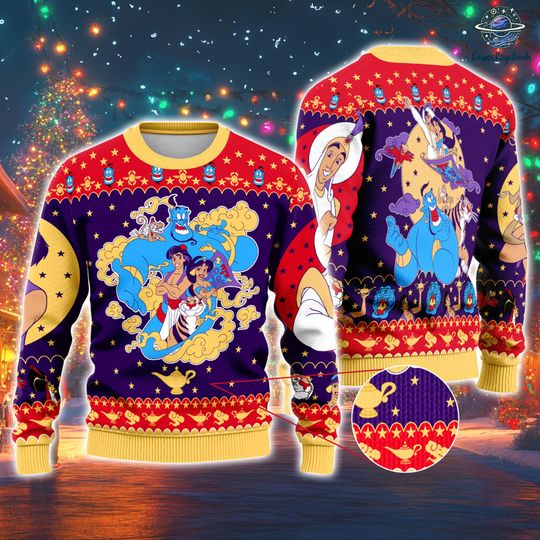 Aladdin Jasmine Ugly Christmas Sweater, Disneyland Merry Christmas Sweater, Princess Jasmine Christmas Sweatshirt, Family Holiday Sweater