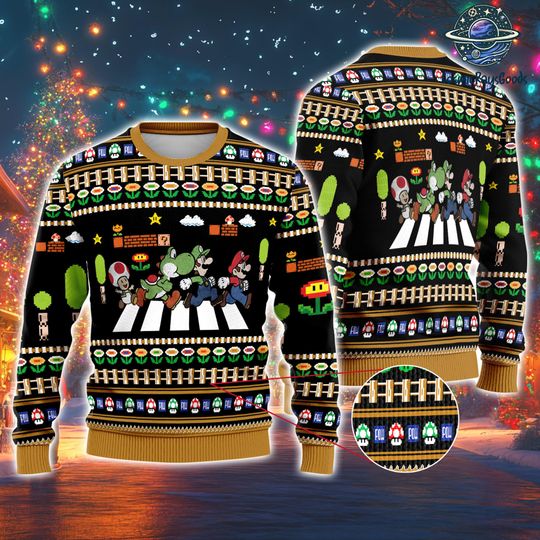 Super Mario Ugly Christmas Sweater, Mario Bros Christmas Sweatshirt, Super Mario Ugly Xmas Sweater, Christmas Holiday Sweater