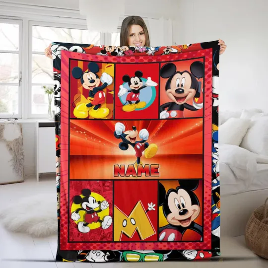 Discover Disney Mickey Mouse Disneyland Red Light Art Customize Fleece Blanket
