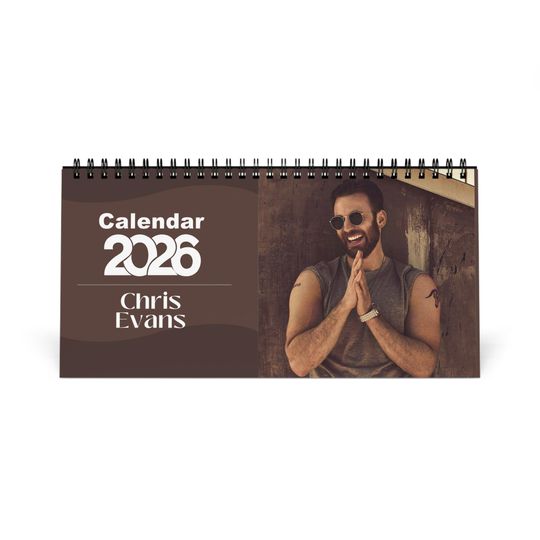 Discover Chris Evans 2026 Desk Calendar | Premium Spiral Bound Celebrity Photo Calendar | Collectible Fan Gift | Stylish Desk & Office Dcor