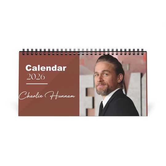 Discover Charlie Hunnam 2026 Desk Calendar | Premium Spiral Bound Celebrity Photo Calendar | High-Quality Fan Gift & Desk Dcor