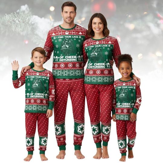 Star Wars Darth Vader Family Christmas Pajama Set, Funny Galactic Sleepwear for Adults