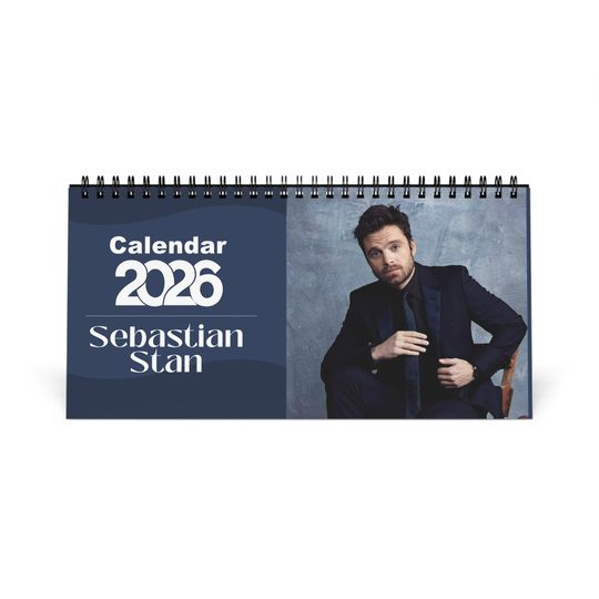 Discover Sebastian Stan 2026 Desk Calendar | Celebrity Spiral Bound Photo Calendar | Fan Collectible Gift | Stylish Desk & Office Dcor