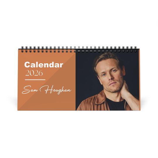 Discover Sam Heughan 2026 Desk Calendar | Premium Spiral Bound Celebrity Photo Calendar | High-Quality Fan Gift & Desk Dcor