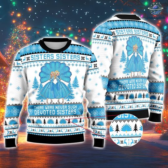 Haynes Sisters White Christmas Movie Ugly Sweater, Haynes Sisters Ugly Christmas Sweater, Sisters Sisters, Classic Christmas Movie Sweater