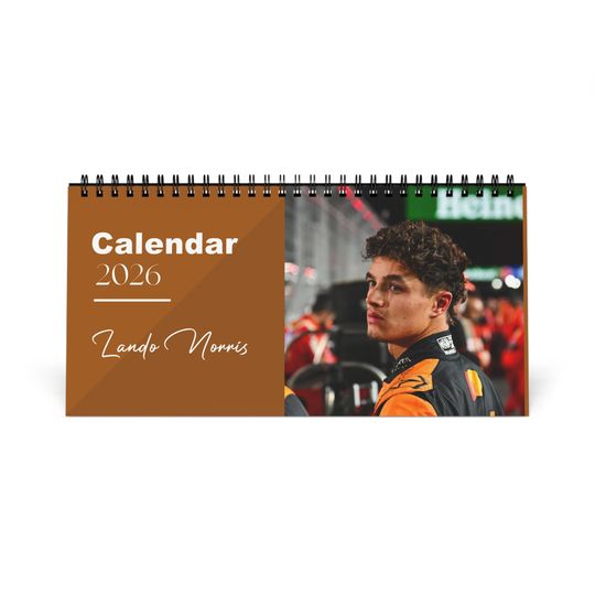 Discover Lando Norris 2026 Desk Calendar | Premium Spiral Bound F1 Star Photo Calendar | High-Quality Fan Gift & Desk Dcor
