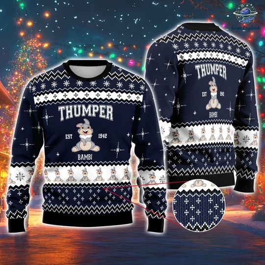 Discover Thumper Bambi Rabbit Ugly Christmas Sweater, Disneyland Christmas Sweater, Thumper Babi Christmas, Family Holiday Sweater