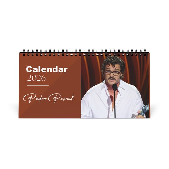 Pedro Pascal 2026 Desk Calendar | Premium Spiral Bound Celebrity Photo Calendar | High-Quality Fan Gift & Desk Dcor