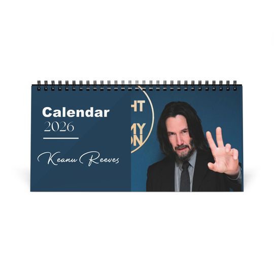 Discover Keanu Reeves 2026 Desk Calendar | Premium Spiral Bound Celebrity Photo Calendar | High-Quality Fan Gift & Desk Dcor