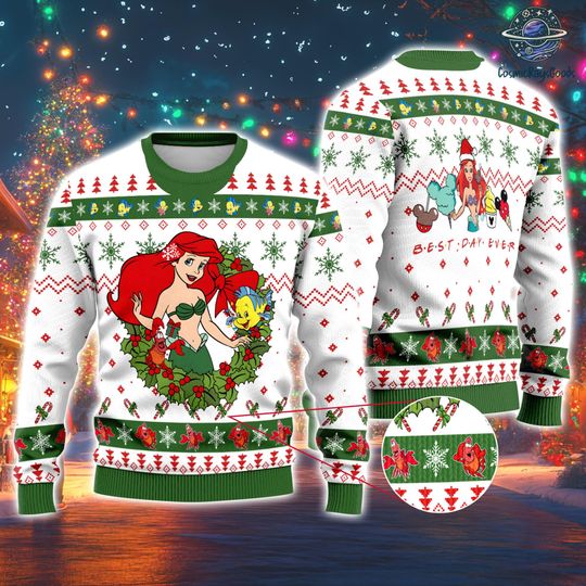 Discover The Little Mermaid Disneyland Princess Christmas Ugly Sweater, Little Mermaid Sweater, Princess Sweater, Disneyland Princess