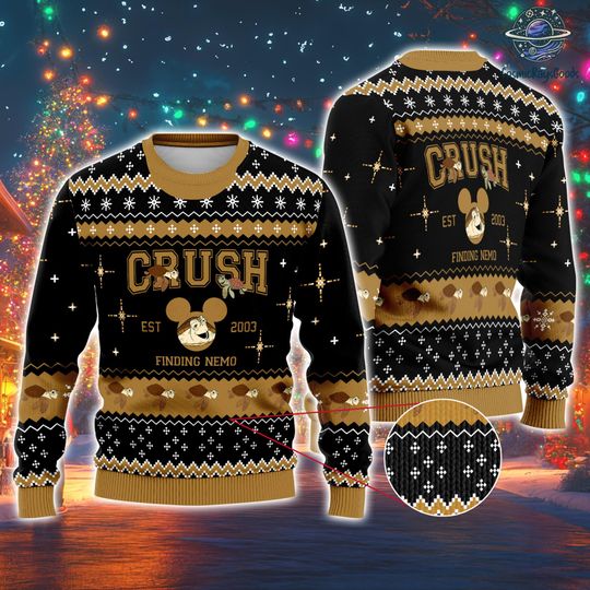 Crush Finding Nemo Ugly Sweater, Disneyland Finding Nemo Characters Christmas Shirt, Family Vacation Xmas Gift, Christmas Sweater