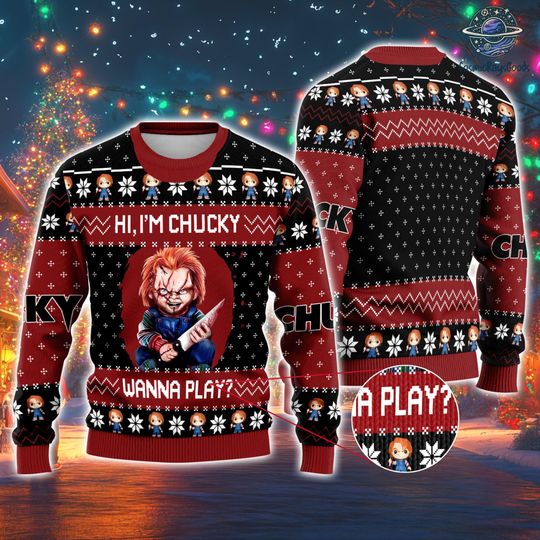 Horror Chucky Ugly Christmas Sweater, Killers Christmas Sweater, Halloween Friends Xmas Shirt, Horror Movie Shirt, Christmas Party