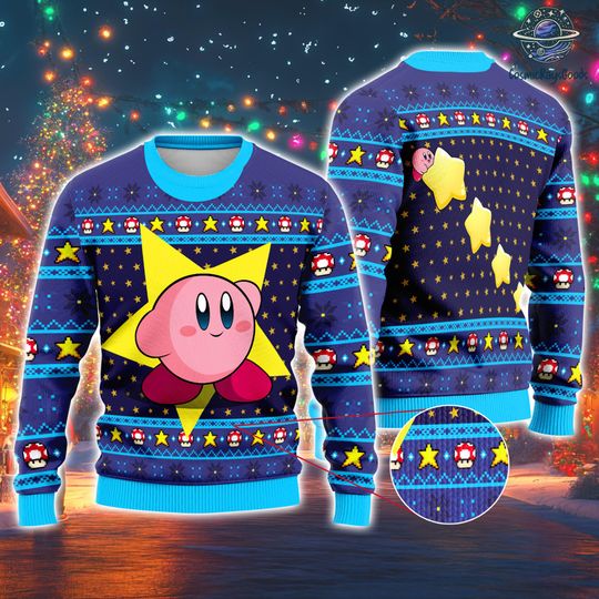 Discover Kirby Ugly Sweater | Kirby Video Game Ugly Christmas Sweatshirt | Kirby Christmas Sweatshirt | Funny Fall Sweatshirt