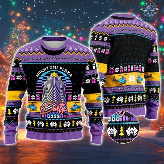 Movie Sweater, Ugly Christmas Sweater, Die Hard, Movie Sweatshirt, Christmas Gift, Nakatomi Plaza, Hans Gruber, Movie Gift For Men Women