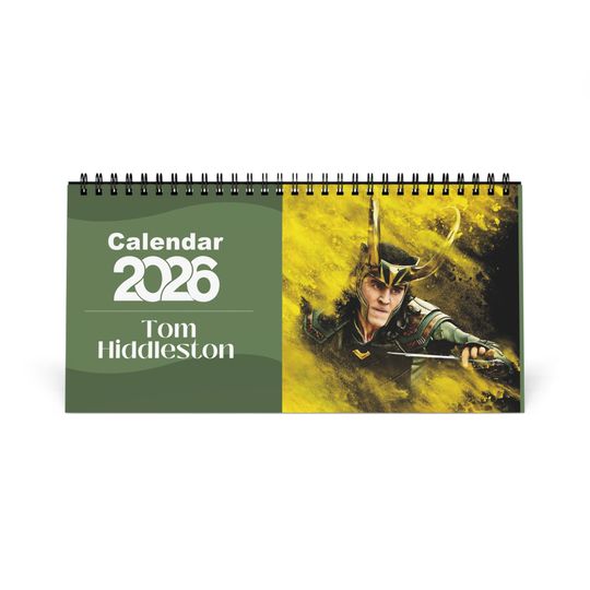 Tom Hiddleston 2026 Desk Calendar | Premium Spiral Bound Celebrity Photo Calendar | Collectible Fan Gift | Stylish Desk & Office Dcor