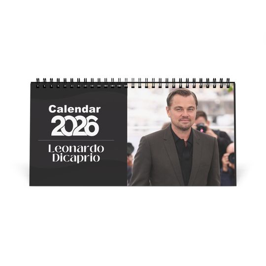 Leonardo DiCaprio 2026 Desk Calendar | Premium Spiral Bound Celebrity Photo Calendar | Collectible Fan Gift | Stylish Desk & Office Dcor