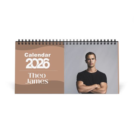 Discover Theo James 2026 Desk Calendar | Premium Spiral Bound Celebrity Photo Calendar | Collectible Fan Gift | Stylish Desk & Office Dcor