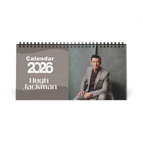 Hugh Jackman 2026 Desk Calendar | Premium Spiral Bound Celebrity Photo Calendar | Collectible Fan Gift | Stylish Desk & Office Dcor