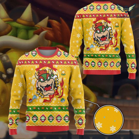 Discover Super Mario Bros Ugly Christmas Sweater, Mario Bowser Ugly Christmas Sweater, Funny Sweater, Mario Ugly Sweater, Christmas Mario Sweater