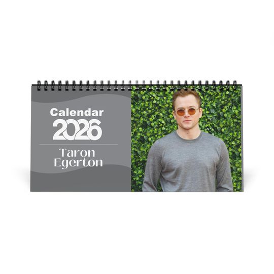 Discover Taron Egerton 2026 Desk Calendar | Premium Spiral Bound Celebrity Photo Calendar | Collectible Fan Gift | Stylish Desk & Office Dcor