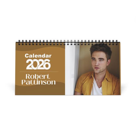 Robert Pattinson 2026 Desk Calendar | Celebrity Spiral Bound Photo Calendar | Fan Collectible Gift | Stylish Desk & Office Dcor