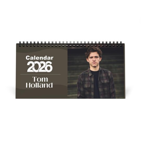 Tom Holland 2026 Desk Calendar | Celebrity Spiral Bound Photo Calendar | Fan Collectible Gift | Stylish Desk & Office Dcor