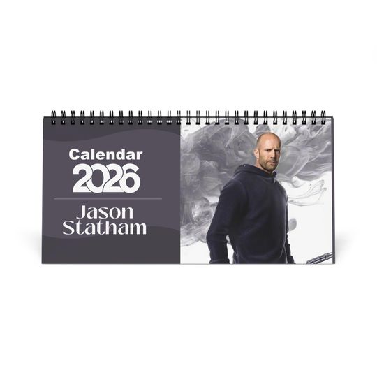 Discover Jason Statham 2026 Desk Calendar | Celebrity Spiral Bound Photo Calendar | Action Star Fan Collectible | Stylish Desk & Office Dcor