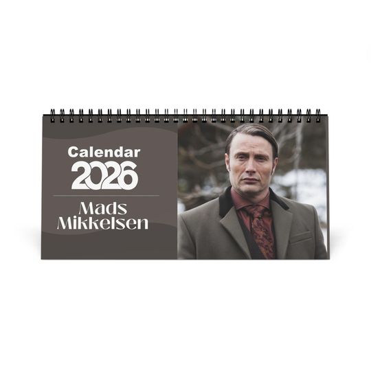 Discover Mads Mikkelsen 2026 Desk Calendar | Celebrity Spiral Bound Photo Calendar | Fan Collectible Gift | Stylish Desk & Office Dcor
