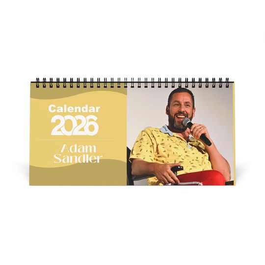 Discover Adam Sandler 2026 Desk Calendar | Celebrity Spiral Bound Photo Calendar | Comedy Star Fan Gift | Collectible Desk & Office Dcor