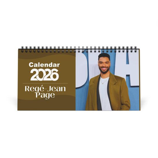 Discover Reg-Jean Page 2026 Desk Calendar | Celebrity Spiral Bound Photo Calendar | Fan Collectible Gift | Stylish Desk & Office Dcor