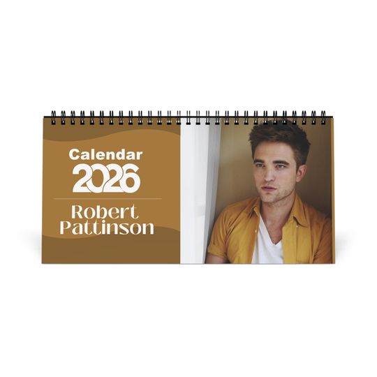 Robert Pattinson 2026 Desk Calendar | Celebrity Spiral Bound Photo Calendar | Fan Collectible Gift | Stylish Desk & Office Dcor