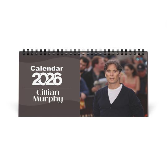 Cillian Murphy 2026 Desk Calendar | Premium Spiral Bound Celebrity Photo Calendar | Collectible Fan Gift | Stylish Desk & Office Dcor